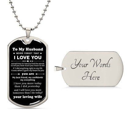 To My Husband - Dog Tag