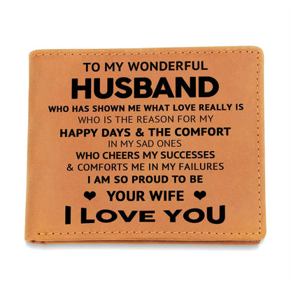 To My Wonderful Husband - Graphic Leather Wallet