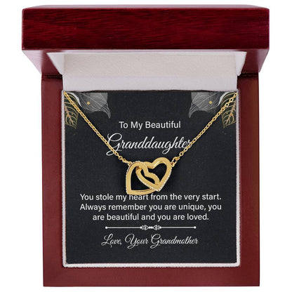 To My Beautiful Granddaughter - Interlocking Hearts Necklace