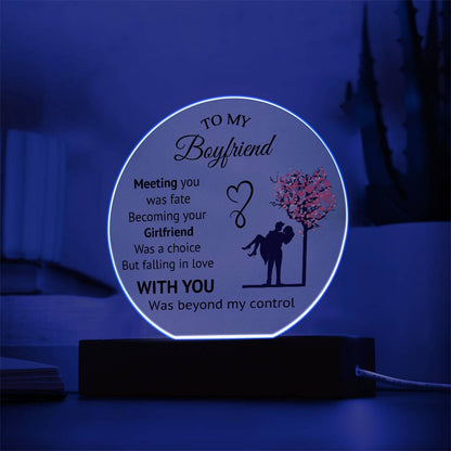 To My Boyfriend - Acrylic Circle Plaque