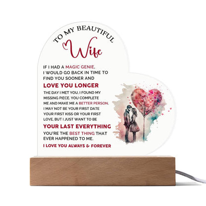 To My Beautiful Wife - Acrylic Heart Plaque