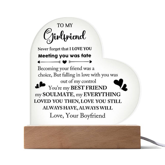 To My Girlfriend - Acrylic Heart Plaque