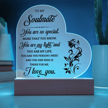 To My Soulmate - Acrylic Heart Plaque