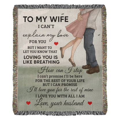 To My Wife Blanket - Gift From Husband - Heirloom Artwork Woven Blanket