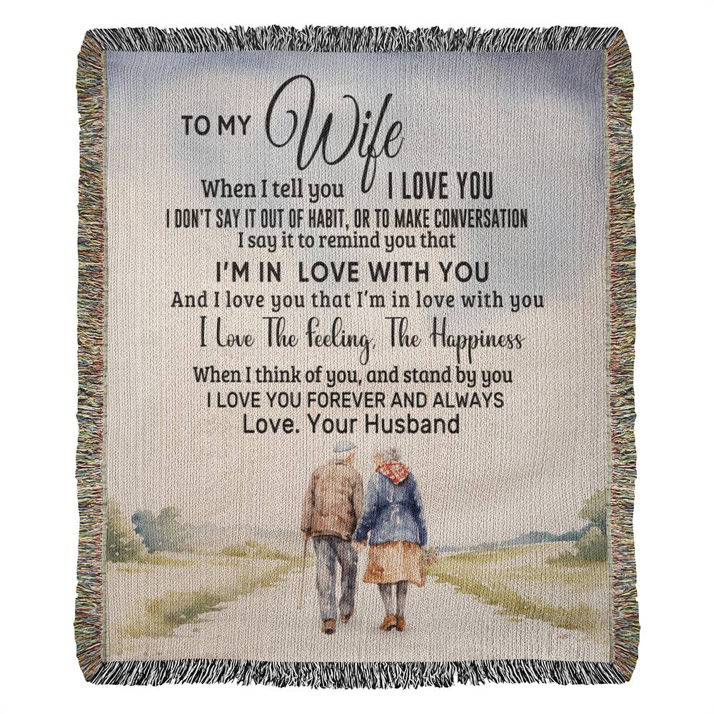 To My Wife - Blanket From Husband - Heirloom Artwork Woven Blanket