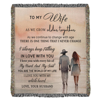 To My Wife - Blanket From Husband - Heirloom Artwork Woven Blanket