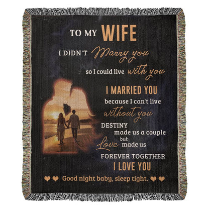 To My Wife - Blanket From Husband - Heirloom Artwork Woven Blanket