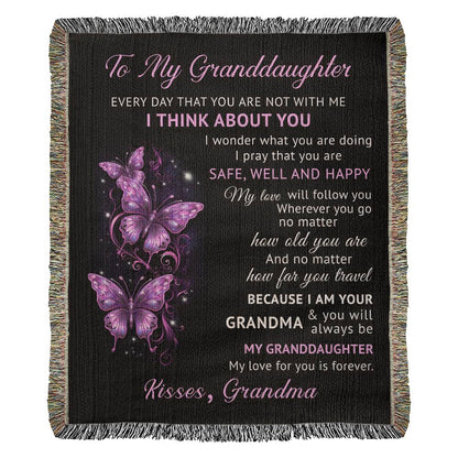 To My Granddaughter - Blanket From Grandma -Heirloom Artwork Woven Blanket