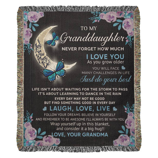 To My Granddaughter - Blanket From Grandma - Heirloom Artwork Woven Blanket