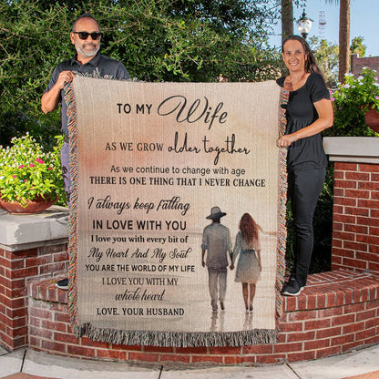 To My Wife - Blanket From Husband - Heirloom Artwork Woven Blanket