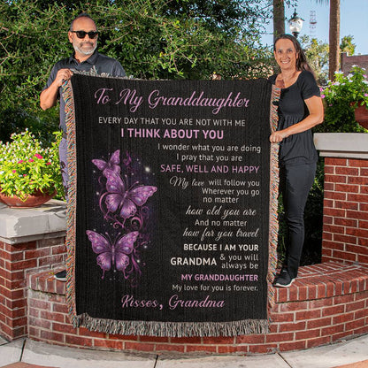 To My Granddaughter - Blanket From Grandma -Heirloom Artwork Woven Blanket