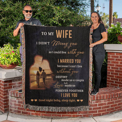 To My Wife - Blanket From Husband - Heirloom Artwork Woven Blanket