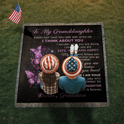 To My Granddaughter - Blanket From Grandma -Heirloom Artwork Woven Blanket