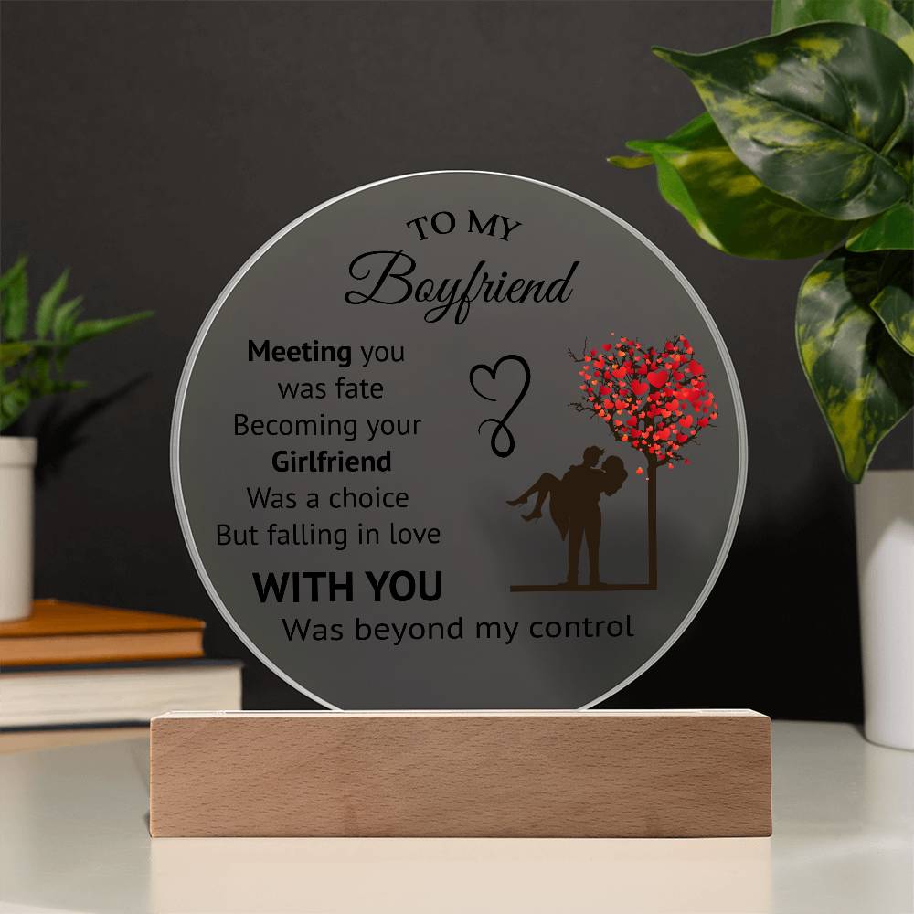 To My Boyfriend - Acrylic Circle Plaque