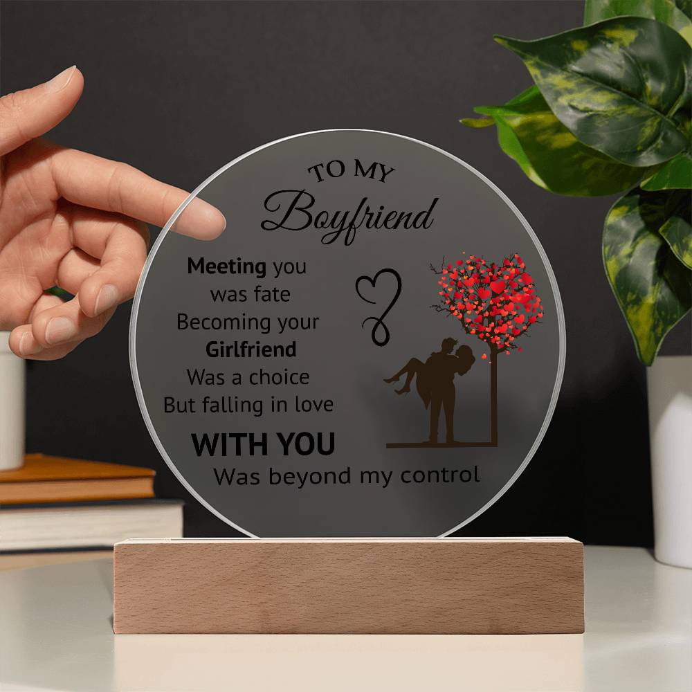 To My Boyfriend - Acrylic Circle Plaque