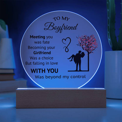 To My Boyfriend - Acrylic Circle Plaque