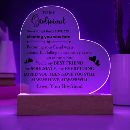 To My Girlfriend - Acrylic Heart Plaque