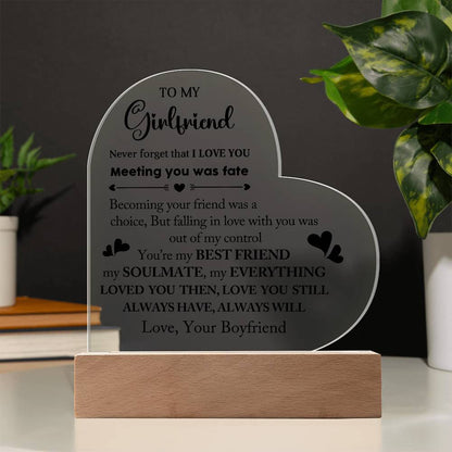 To My Girlfriend - Acrylic Heart Plaque