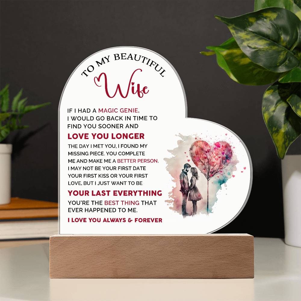 To My Beautiful Wife - Acrylic Heart Plaque