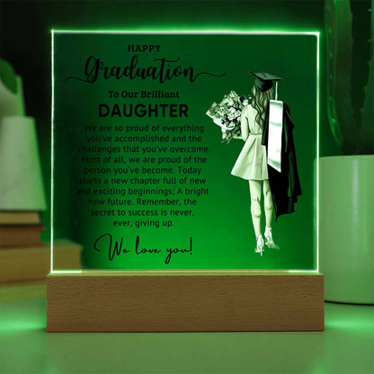 To Our Brilliant Daughter - Best Graduation Gift - Acrylic Square Plaque